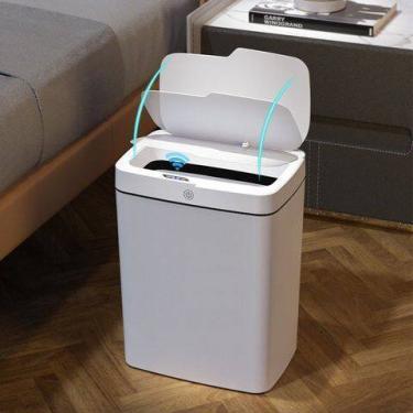 Imagem de Lixeira Automática Retangular 14 Litros com Sensor Branca - Globalmix