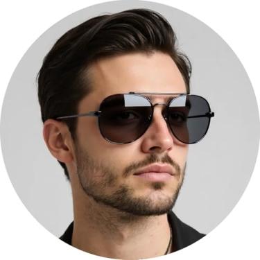 Imagem de Óculos de sol aviador polarizados, leves, com proteção UV400, armação metálica refletiva, óculos elegantes para dirigir, viajar ao ar livre, Armação preta preta, F