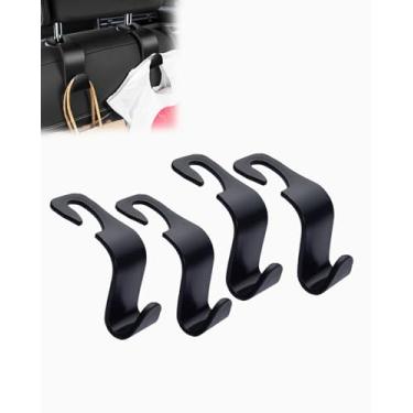 Imagem de Pacote com 4 ganchos de encosto de cabeça para banco traseiro de carro, gancho de suporte de carro, organizador de carro, acessórios internos para bolsa, casacos, guarda-chuvas, bolsa de compras