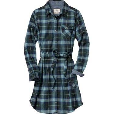 Imagem de Legendary Whitetails Vestido feminino Open Spaces, túnica xadrez de flanela de manga comprida com botão e cinto, Xadrez dia chuvoso, P