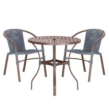 Imagem de 02 Cadeiras Floripa E Mesa Roma 100cm Marrom Trama Original Prata