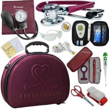 Imagem de Kit Enfermagem Maleta Exclusia Top Estagio Estetoscopio Aparelho De Pr