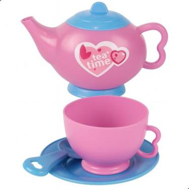 Imagem de Kit Hora do Chá Bule + Xícara + Pires + Colher Kids Brinquedo Infantil