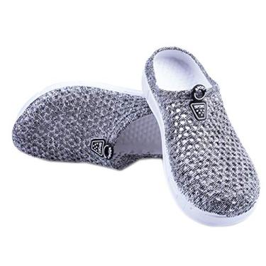 Imagem de Dawwoti Chinelos femininos antiderrapantes cor sólida sandália plana ajustável, Cinza, 36 BR