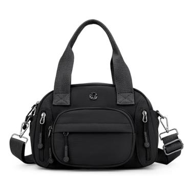 Imagem de Wytidian Bolsa de ombro de nylon para mulheres, espaçosa com vários bolsos, bolsa tiracolo casual feminina para viagens, trabalho diário, A - Preto, Bolsas transversais com vários bolsos