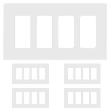 Imagem de TG Placas de parede decorativas sem parafusos, capas de tomada seguras para crianças, tamanho 4 - 11,4 cm A x 20,6 cm C, termoplástico de policarbonato inquebrável, listado na UL, brilhante, branco