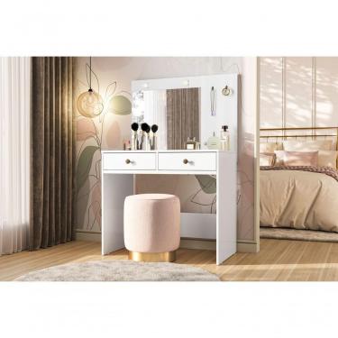 Imagem de Penteadeira Camarim Ideal Com Espelho E Leds 2 Gavetas Moval