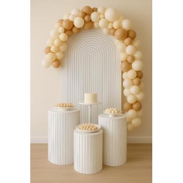 Imagem de Kit Capas Ripadas Brancas p/Cilindros e Backdrop – Modelo Ripado Moderno p/Festas, Eventos e Ensaios OPPS®