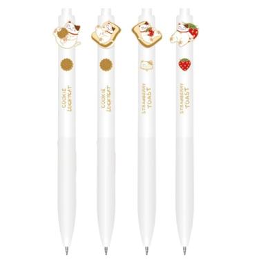 Imagem de MOZXIRZ 4 canetas de gato fofas de desenho animado retrátil Kawaii Lucky Cat Caneta de gel de ponta fina de 0,5 mm, caneta de escrita suave para mulheres, meninas, meninos, crianças, escritório