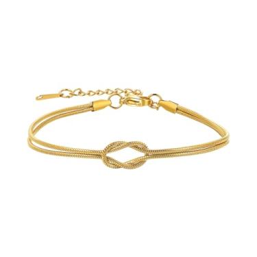 Imagem de Pulseira de amizade com nó de amor para mulheres: pulseiras de relacionamento de alma gêmea de aço inoxidável para sempre joias infinitas presentes para Natal, dia dos namorados, Standard, Aço