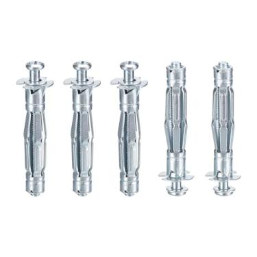 Imagem de DTGN Âncoras de parede ocas M5x52mm - Pacote com 5 - Bom para paredes de gesso de parede oca - Parafusos de âncora de drywall oco de aço carbono, prata