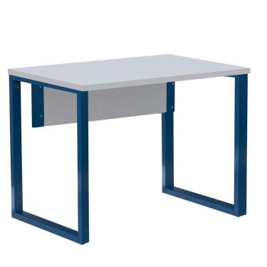 Imagem de Mesa Escritório P25 Tub Pandin 90 Cm (larg) Tampo Mdp Cinza Pé Aço Tubular Azul Del Rey
