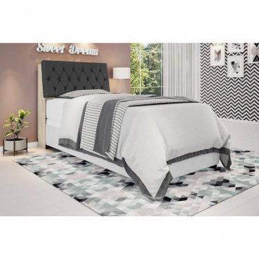 Imagem de Cabeceira Box Solteiro 0,88 Isis Amarula Com Capitonê Preto - Framar Móveis