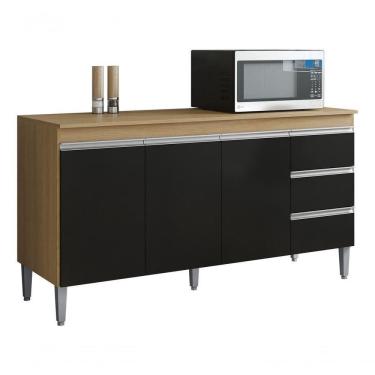 Imagem de Balcão Multiuso Andreia 160cm Am/pt Ajl Cor Amêndoa/preto