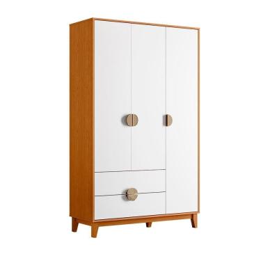 Imagem de Guarda Roupa Ipe 3 Portas 2 Gavetas Quarto Cinamomo Com Branco - Albatroz