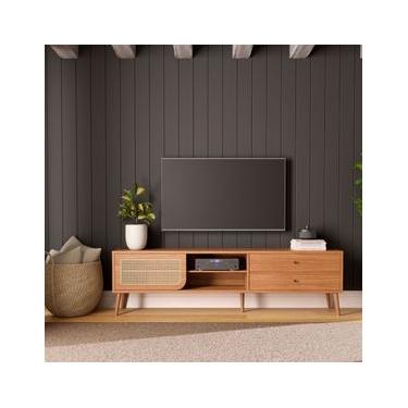 Imagem de Rack Tela para TV em MDF 220 cm com 2 Gavetas e Porta de Correr Freijó Dalla Costa TB311JJ