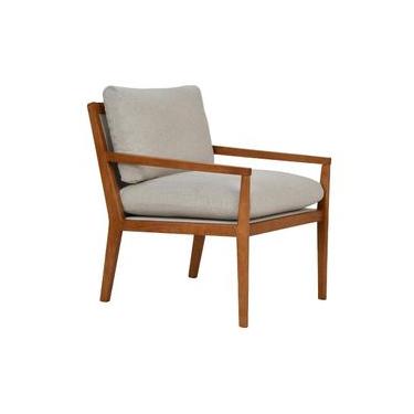 Imagem de Poltrona Botega em Madeira e Tecido  Cinza Marrom