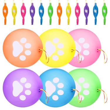 Imagem de Hollowfly 30 Pcs Punch Balloons Bulk for Party Game Favors 18 Inch Punching with Rubber Band Heavy Duty Latex Round Bouncy Fun Balloons for Birthday Party Supplies (Dogs)