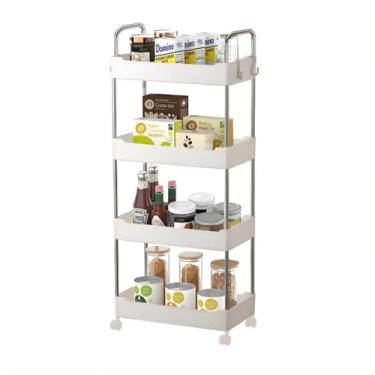 Imagem de Prateleira Multiuso Branca com 4 Andares 360, Móvel com Rodinhas, Estantes, Estantes para Escritório em Casa Organizador para Casa