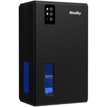 Imagem de NineSky Desumidificador, desumidificadores de 2,778 g para casa, desumidificadores para porão, banheiro, quarto com desligamento automático, luz de 7 cores (preta)
