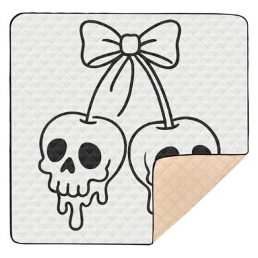 Imagem de Qilmy Tapete de brinquedo de bebê esqueleto cereja 127 x 127 cm, tapete macio à prova d'água para bebês pequenas, tapete antiderrapante lavável para cercadinho