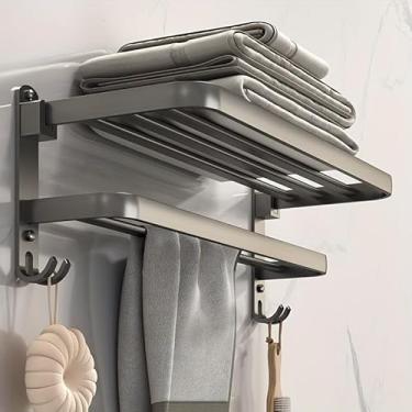 Imagem de Toalheiros de parede de alumínio para banheiro, chuveiro titular do quarto, barra de toalha, cabide(cinza/CF-059)