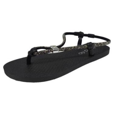 Imagem de Sandália Feminina Rasteira de Dedo Strass Leve Beira Rio-Feminino