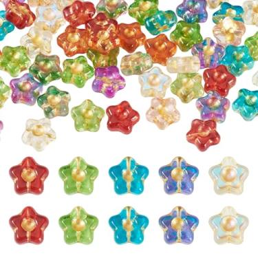 Imagem de 50 peças de contas de vidro de flor de lírio, contas de metal douradas, espaçador, soltas, contas boêmias, para colar, pulseira, brinco, fabricação de joias, contas estéticas para chaveiro, telefone