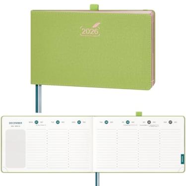 Imagem de BEZEND Agenda 2026 semanal e mensal, calendário horizontal de 23 x 14 cm com horários verticais de hora em hora (26 de janeiro) anotações/despesas, marcadores de página e bolso interno, capa dura de