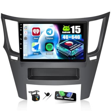 Imagem de Som automotivo Qualcomm de 8 núcleos 4G + 64G para Subaru Legacy Outback 2010-2014 Android 15 com tela sensível ao toque IPS de 9 polegadas 1280 x 720P Carplay/Android Auto Bluetooth 5.1 GPS Dual-Band