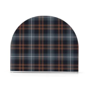 Imagem de Porta-guardanapos cinza marrom xadrez chique, pacote com 2, porta-guardanapos para banheiro, porta-guardanapos com peso