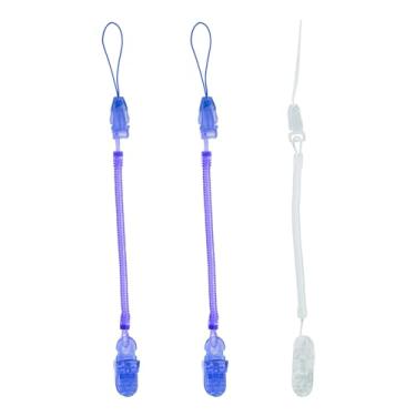 Imagem de Kit 3 Prendedor de Chupeta Mola Pietra Baby Menino Menina Feminino Masculino Unissex Fácil Limpar Divertido (Lilás + Lilás - Branco)