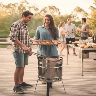Imagem de Churrasqueira a Carvão Portátil Tramontina TCP 400 em Aço Inox Premium