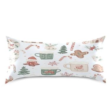 Imagem de Blueangle Fronha de cetim de biscoito de gengibre para cabelo e pele, fronha de seda, tamanho king (50,8 x 101,6 cm) - Capas de almofada de cetim refrescantes com fecho de envelope (101)