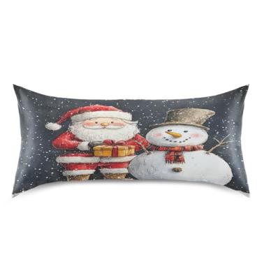 Imagem de Blueangle Linda fronha de cetim de Papai Noel para cabelo e pele, fronha de seda, tamanho king (50,8 x 101,6 cm) - fronhas de cetim com fecho de envelope (552)