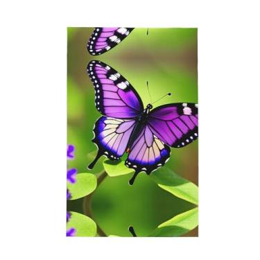 Imagem de XLLingL Toalhas de cozinha de waffle com estampa roxa de borboleta, panos de prato de microfibra, para decoração e limpeza de cozinha - 1 peça