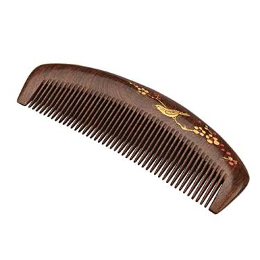 Imagem de Pente de Cabelo Madeira Dentes Finos Sem Estática Natural Desembaraçador Sândalo para Mulheres