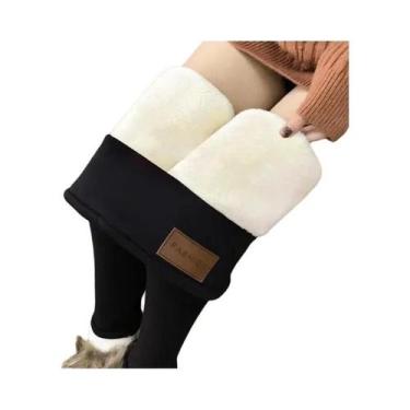Imagem de Leggings Femininas De Cintura Alta Sem Costura Em Lã De Cordeiro Térmi