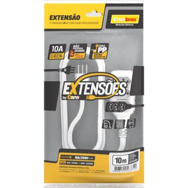 Imagem de Extensão 3 Tomadas 2P+T 10A Branco 10 Metros Bivolt Enerbras