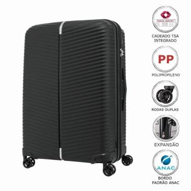 Imagem de Mala de Bordo Pequena para Viagem Expansível em Polipropileno Samsonite Varro Cadeado TSA Preta-Unissex