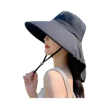 Imagem de Chapéu De Sol Feminino Com Aba Larga, Proteção UV, Para Caminhadas Ao 