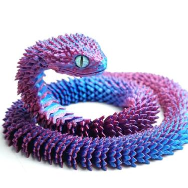 Imagem de Modelo snakeToys impresso em 3D, estátua de renda de animal articulada flexível, inquietação, brinquedo para TDAH, presente de Páscoa fantasia surpresa para crianças, meninos e meninas (RB)