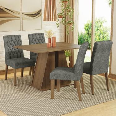 Imagem de Conjunto Sala De Jantar Mesa Tampo De Madeira 4 Cadeiras Rustic/silver Gisele Madesa Rustic/silver