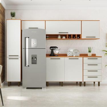 Imagem de Armário De Cozinha Completa 7 Portas 4 Gavetas Grécia Madeirado/off White