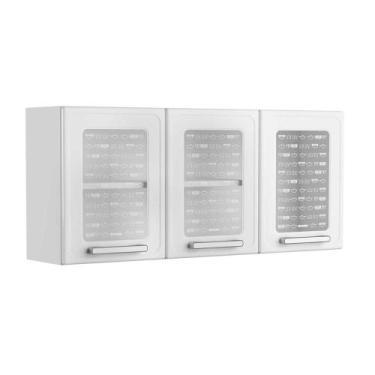 Imagem de Armário Aéreo de Aço Cozinha 3 Ptas Vidro Gourmet Bertolini, Branco