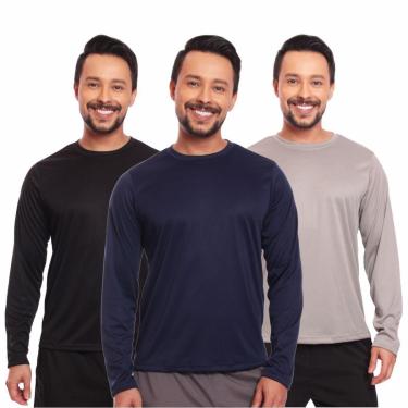 Imagem de Kit 3 Camisas Segunda Pele Proteção Solar Uv Térmica Corrida Bike-Masculino