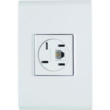 Imagem de Conjunto Liz Branco 4x2 com 1 Tomada Para Telefone 4p+rj11 57170018 Tramontina Cj.tomada P-telef