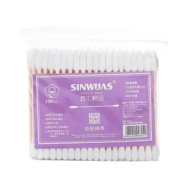 Imagem de Cotonetes Duplos Femininos 100un. Com Hastes De Madeira De Grau Médico