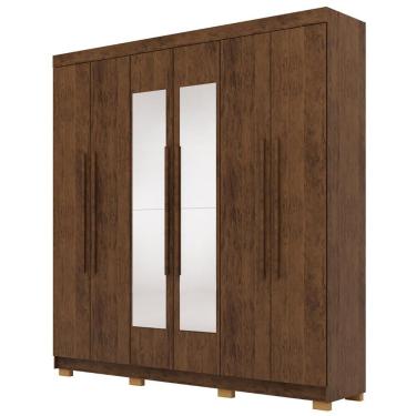 Imagem de Guarda Roupa Casal 6 Portas Imbuia Rústico 2 Gavetas Bolty Imbuia Rústico V02 MDF com E...