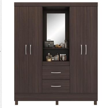 Imagem de Guarda Roupa Casal Lord 4 Portas 2 Gavetas MDP com Espelho Café Demóbile